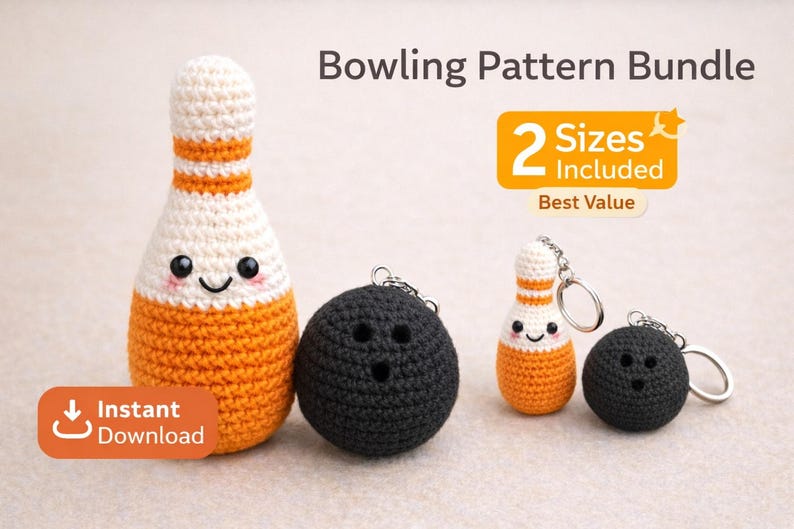 Paquete de patrones de bolos a crochet en PDF, bolos y bola de amigurumi. imagen 2