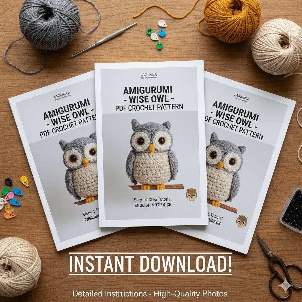 CROCHET PATTERN - Wise Owl Amigurumi PDF - English & Turkish Step by Step Tutorial with Detailed