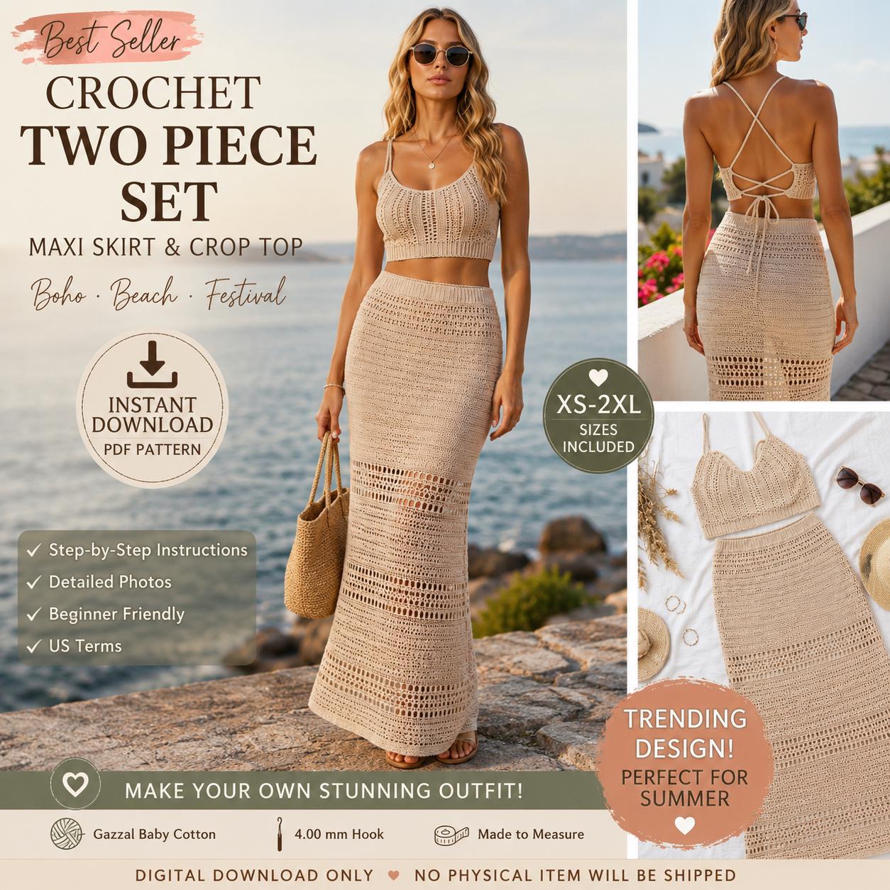 Crochet Maxi Skirt and Crop Top