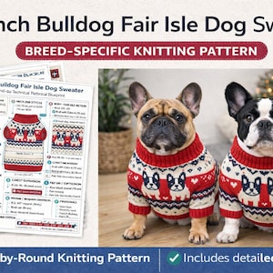 Stickmönster för hundtröja till fransk bulldogg – Fair Isle (PDF-nedladdning)