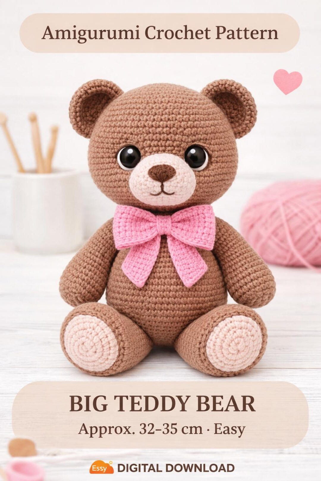 Big Teddy Bear Amigurumi Crochet Pattern, Easy Plush Toy (PDF Download ...