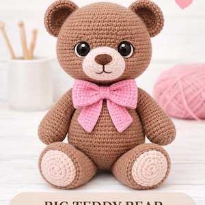 Big Teddy Bear Amigurumi Crochet Pattern, Easy Plush Toy (PDF Download)