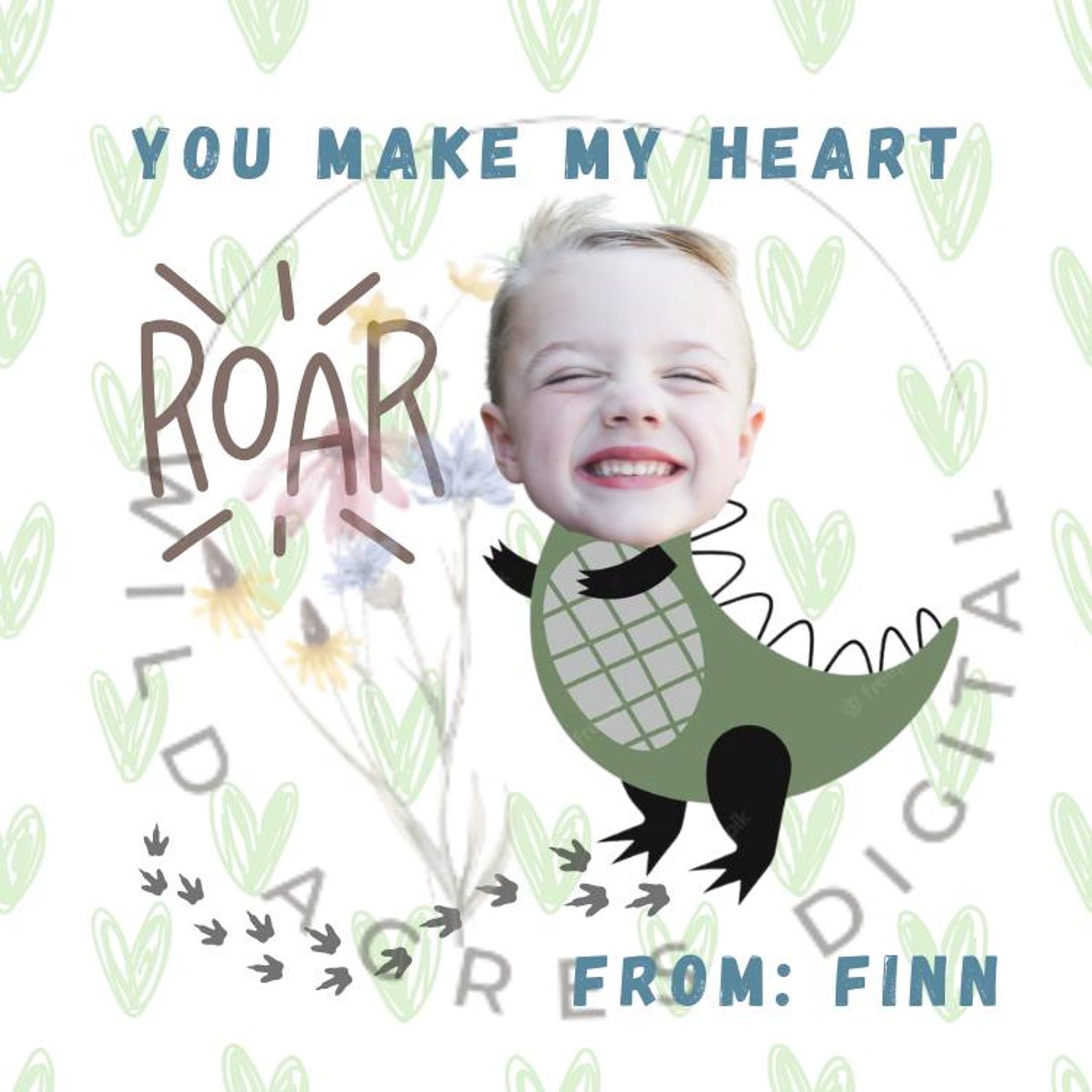 Custom Valentine’s Day Card for Kids | You Make My Heart ROAR ...
