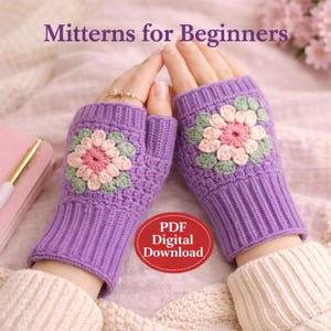 CROCHET PATTERN, Granny Square Mittens, Basic Mitten Hand Warmers, stitch Fingerless Gloves, (Digital Download)