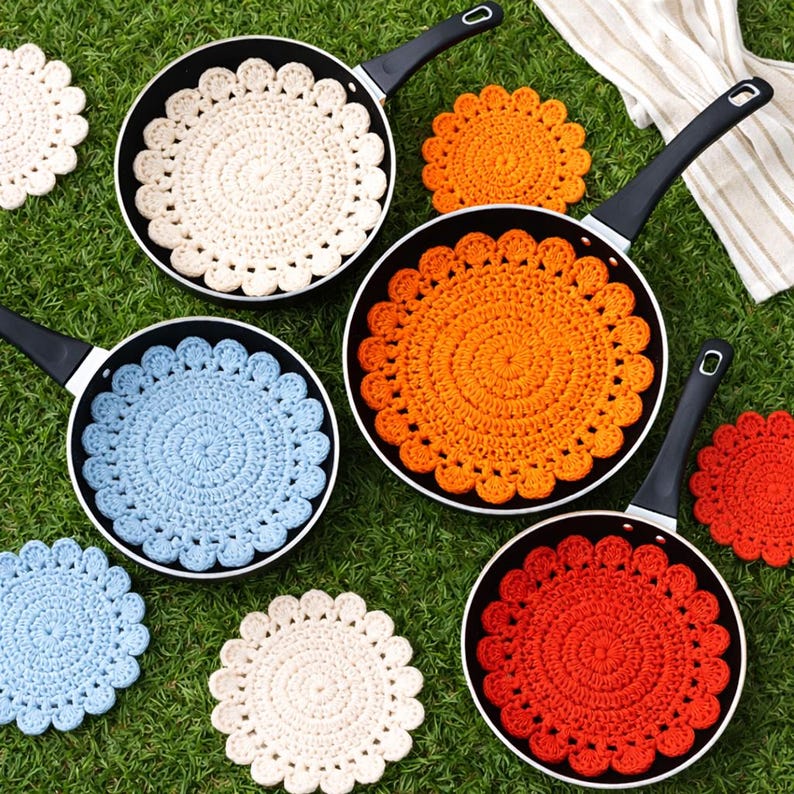 Crochet Pan Protector Pattern PDF Three Sizes Kitchen Pot Separator ...