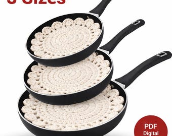 Crochet Pan Protector Pattern PDF Three Sizes Kitchen Pot Separator Digital Download
