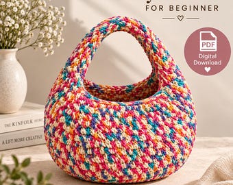 Original Donut Bag Crochet Pattern, Beginner-Friendly Crochet Purse Tutorial, Step-by-Step Photo Guide & Video, PDF Digital Download