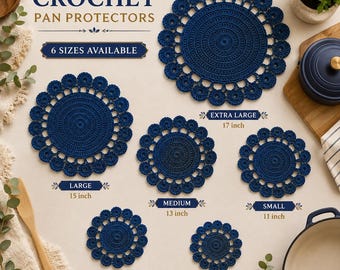 Crochet Pan Protector Pattern, 6 Sizes Pot Protector, Skillet Pan Divider, Crochet Kitchen DIY, PDF Digital Download