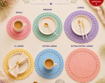 Crochet Placemat Pattern PDF, Round Coaster Pattern, Pot Protector, Farmhouse Decor, Digital Download