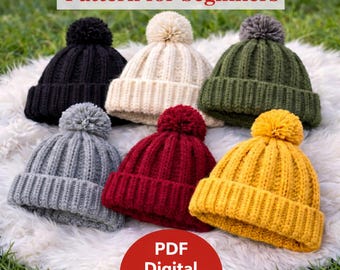 Crochet Pattern Cozy Ribbed Beanie, Easy Beginner Winter Hat PDF, Unisex Cap Instant Download