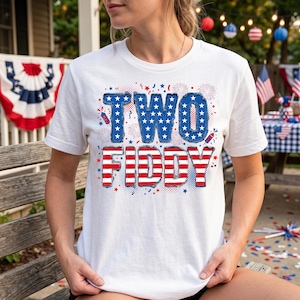 Two Fiddy PNG, 4th Of July Sublimation Design, Stars and Stripes Faux Patchwork Digital Download, Funny Patriotic American Flag Shirt