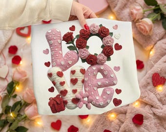Faux fil au Crochet amour Png, Crochet LOVE PNG, Saint-Valentin loquet crochet fil Coquette cerise PNG, tendance Saint-Valentin Png