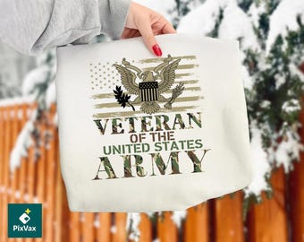 Veterano del Ejército de EE. UU. PNG / Bandera estadounidense camuflada, águila (descarga digital)