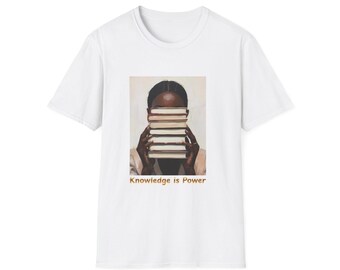 Stack of Books Knowledge Is Power T-Shirt | Reading Illustration Tee