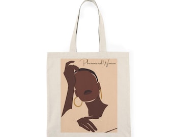 フェノメナル・ウーマン・トートバッグ｜ミニマルな黒人女性のイラスト
