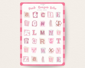 Pink Ransom Note Alphabet Sticker Sheet | Junk Journal Sticker Sheets | Scrapbook Stickers | Vision Board |  Cute Typography