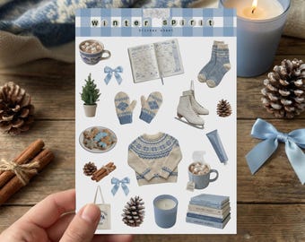 Winter Spirit Sticker Sheet | Junk Journal Stickers | Scrapbook Aesthetic | Journaling Supplies | Vintage Stickers | Vision Board 2026