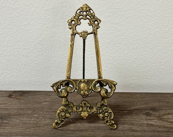 Vintage brass art, picture,photo, frame small easel stand