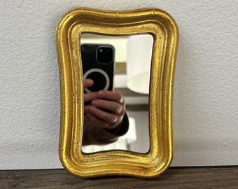 Vintage small gold rectangle mirror