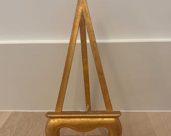 Vintage gold wood tabletop easel, art or book stand