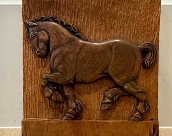 Vintage horse carving wall hanging, equestrian decor