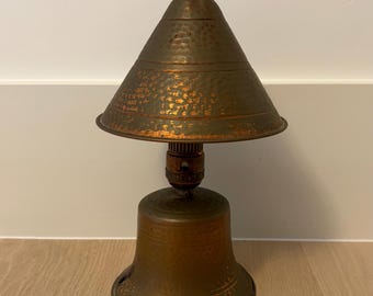Vintage hammered copper small table lamp, UNWIRED
