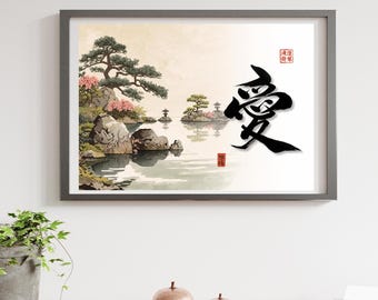 ヴィンテージの日本の水墨画：江戸時代の竹堂図（即時ダウンロード