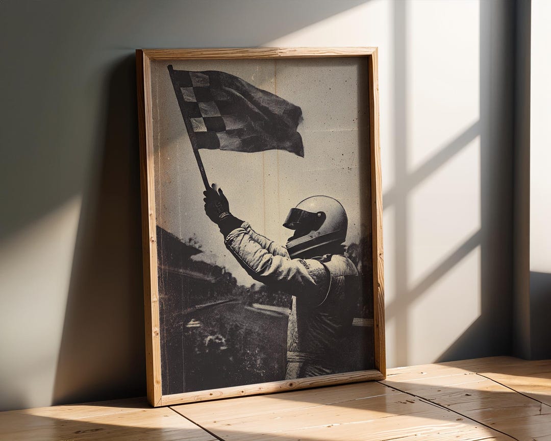 Race Track | Vintage Checkered Flag Racing Print | Retro Motorsport Art ...