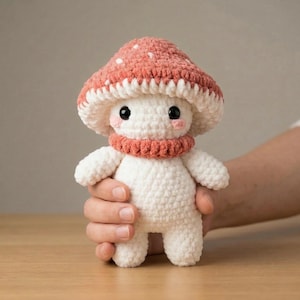 Schattige gehaakte paddestoel pluche, amigurumi paddenstoelpop, Cottagecore decor, handgemaakte knuffel, zacht babyspeelgoed, uniek cadeau