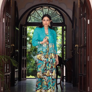 green emerald velvet dress Exclusive Fancy Dress- Sanika IndoWestern in Deep Green at bullionknot