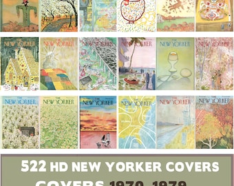 New Yorker Covers 1970s Collection, Art Deco, Fashion Illustration, Printable Art(Digital Download)