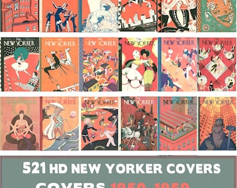 New Yorker Covers 1950s Vintage Magazine Art, Fashion Illustration (Digital Download)
