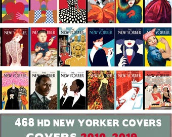 468 New Yorker Covers 2010-2019, Art Deco, Fashion Illustration, Printable Art(Digital Download)