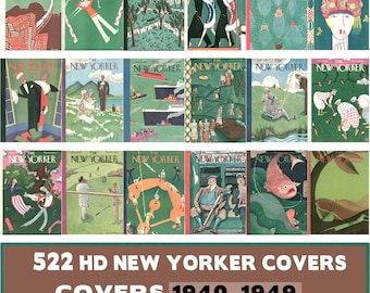 New Yorker Covers 1940s Art Deco Fashion Illustration (Digital Download)