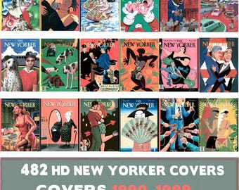 New Yorker Covers 1990-1999 Collection,Art Deco, Fashion Illustration, Printable Art (Digital Download)