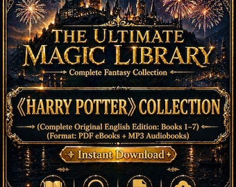 Wizard Book Series Inspired Printable Bundle |7 Book Reading Tracker |Magic Theme Wall Art | Fantasy Library Decor |Instant Download PDF&MP3