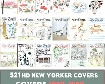 Kolekcja okładek New Yorkera z lat 80., Art Deco, Ilustracja modowa, Sztuka do druku (Pobieranie cyfrowe)