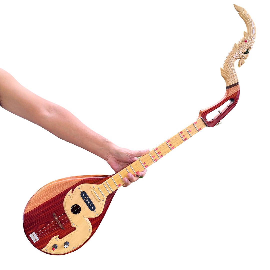 Isan Instruments Handcrafted Acoustic Electric Thai Phin โ 3-string Folk Guitar With ...
