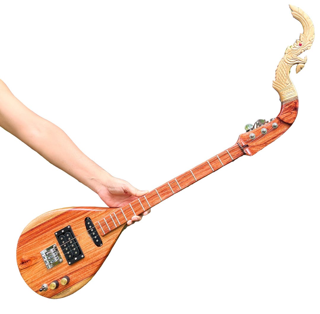 Isan Instruments Handmade Thai Electric Phin Lute โ Traditional Isan String Instrument ...