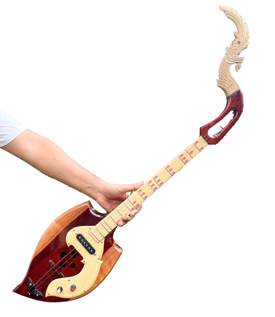 Handcrafted Acoustic Electric Thai Lao Phin 3-string Folk Guitar ...