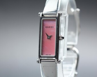 Vintage Gucci Bamboo Dial Watch, Stainless Steel Bangle, Swiss