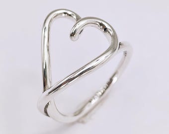 pandora silver s925 ale organically shaped heart ring