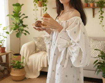 Camisón de hadas con estampado floral, vestido pijama holgado de estilo francés, conjunto de ropa de dormir de primavera para estar en casa.