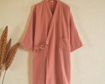 Mens Cotton Kimono Robe: Lightweight Lounge Sleepwear