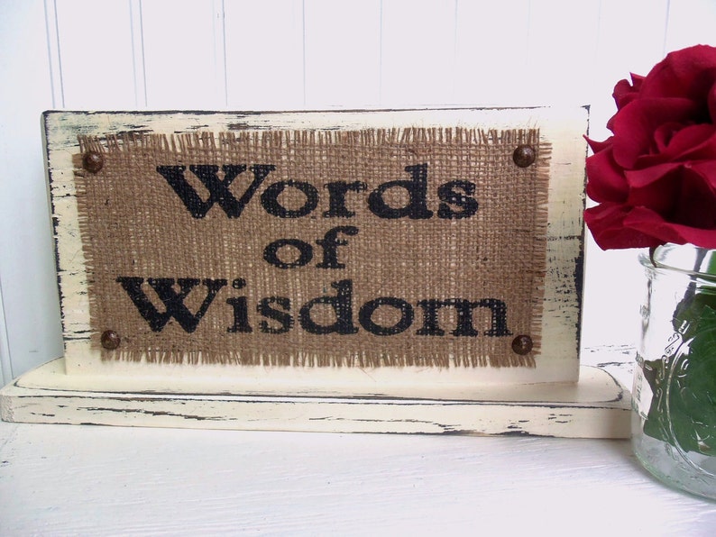 BURLAP WEDDING Words of Wisdom Table Sign Reception Guest Etsy
