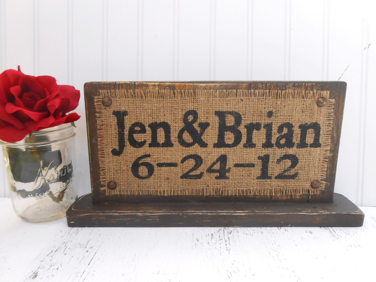Custom Wedding Name Sign table top burlap wedding Wedding Etsy