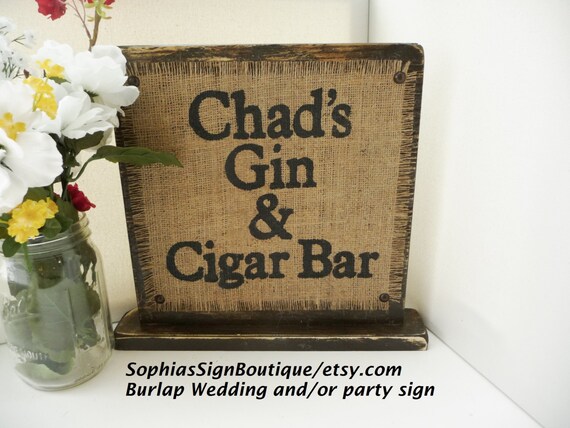 Cigar Bar And Gin Sign Wedding Reception Signs Tabletop Etsy