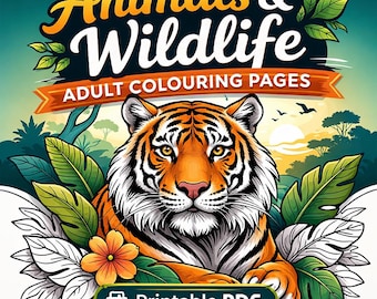 Tiere & Wildtiere Malbuch für Erwachsene | Ausmalbilder Tiere für Erwachsene | Druckbare Natur Kunst | A4 PDF Sofortdownload