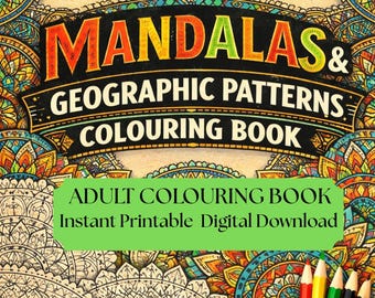 Mandalas y patrones geométricos para colorear para adultos / 50 páginas / A4 (PDF imprimible) / Páginas para colorear de mindfulness / Descarga instantánea