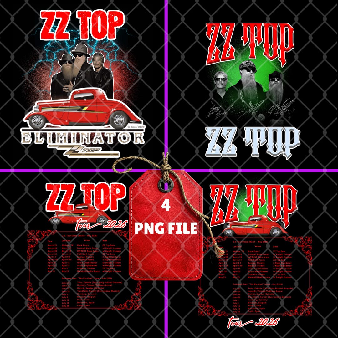 ZZ Top PNG Bundle: Vintage Rock Band T-shirt Design (digital Download ...